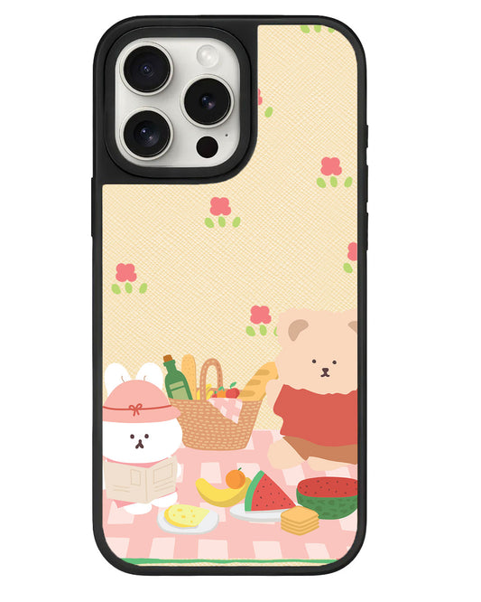 iPhone Leather Grip - Picnic Bear Pink