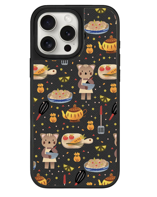 iPhone Leather Grip - Cooking Cat
