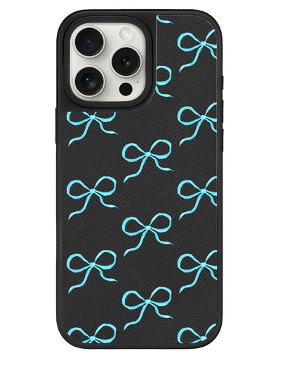 iPhone Leather Grip - Coquette Blue Bow