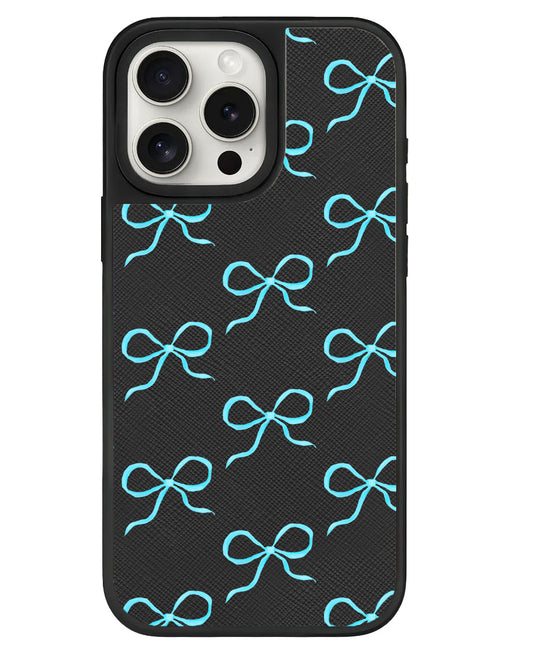 iPhone Leather Grip - Coquette Blue Bow