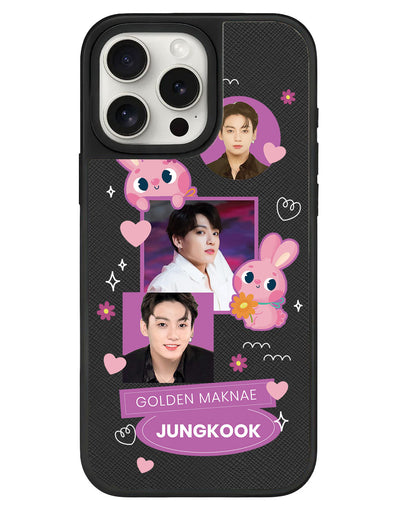 iPhone Leather Grip - Face Grid Bunny