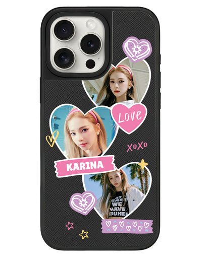 iPhone Leather Grip - Face Grid Love