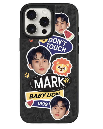 iPhone Leather Grip - Face Grid Baby Lion