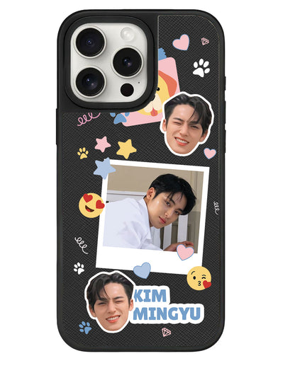 iPhone Leather Grip - Face Grid Polaroid