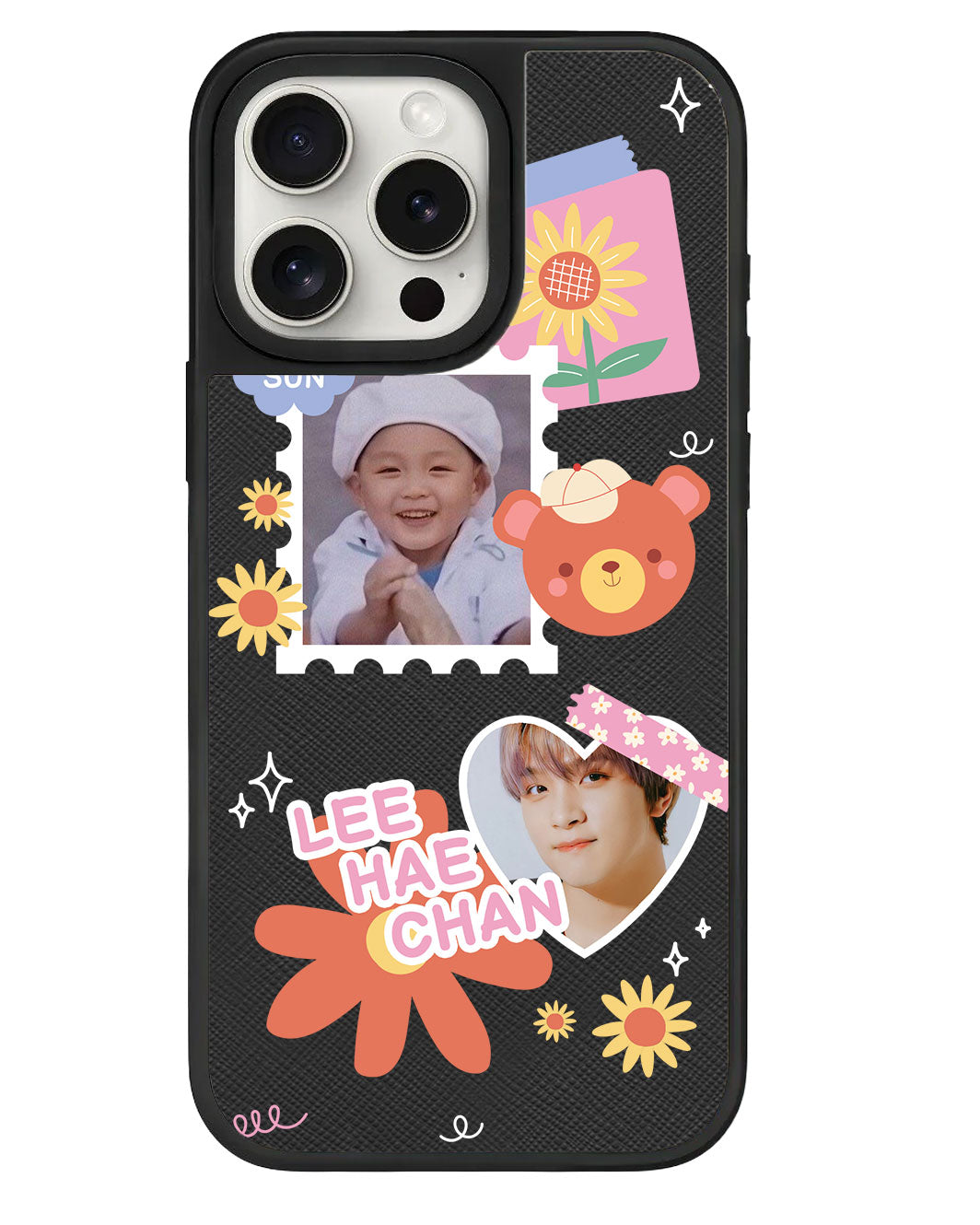 iPhone Leather Grip - Face Grid Sunflower