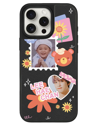 iPhone Leather Grip - Face Grid Sunflower