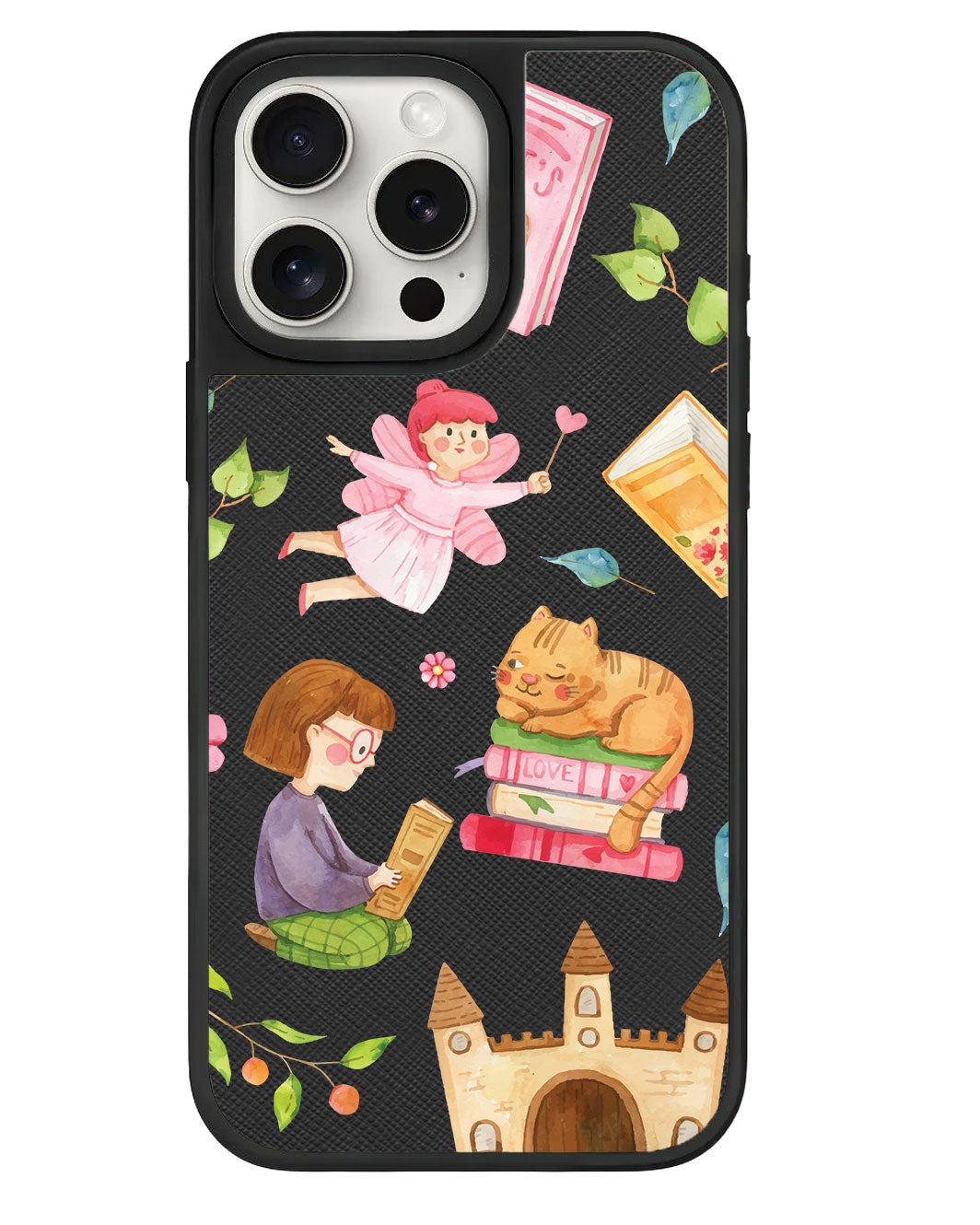 iPhone Leather Grip Case - Fairy Cat