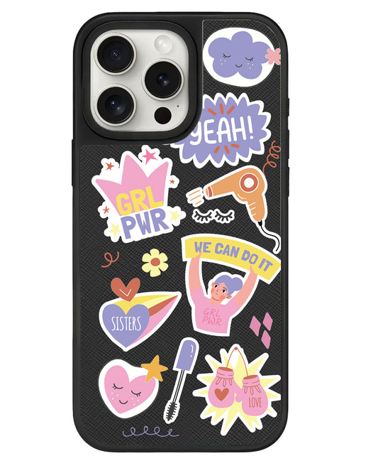 iPhone Leather Grip - Girl Power Sticker Pack