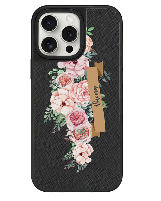 iPhone Leather Grip Case - Peony