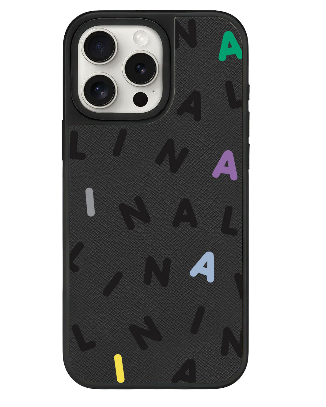 iPhone Leather Grip - CUSTOM MONOGRAM 2.0 Black