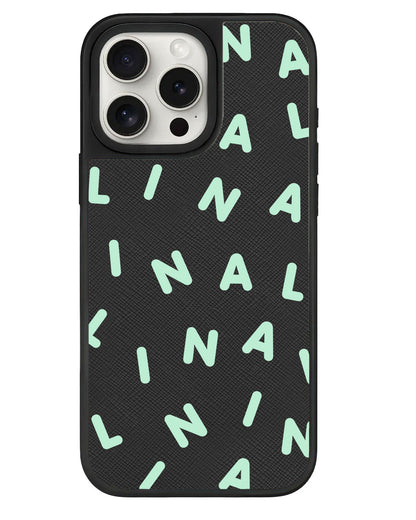 iPhone Leather Grip - CUSTOM MONOGRAM 2.0 Tosca