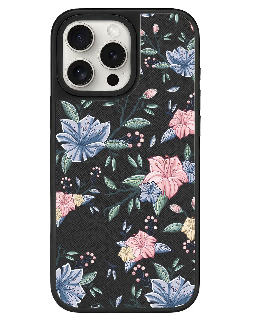 iPhone Leather Grip Case - Pink & Blue Florals