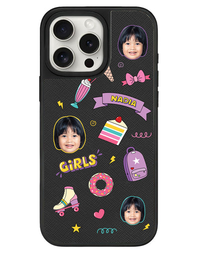 iPhone Leather Grip - Face Grid Comic