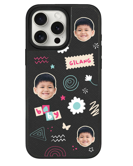 iPhone Leather Grip - Face Grid Abstract