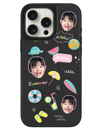 iPhone Leather Grip - Face Grid Summer