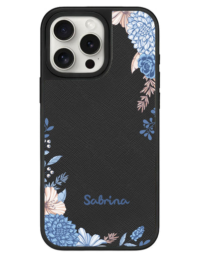 iPhone Leather Grip - Blue Florals