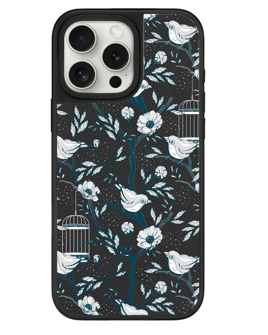 iPhone Leather Grip Case - Lovebird Monochrome