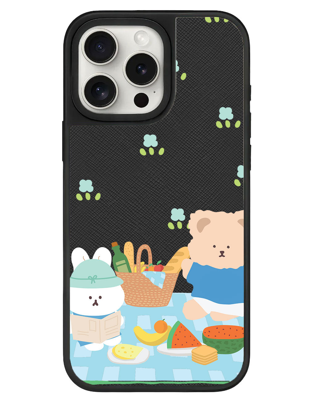 iPhone Leather Grip - Picnic Bear Blue