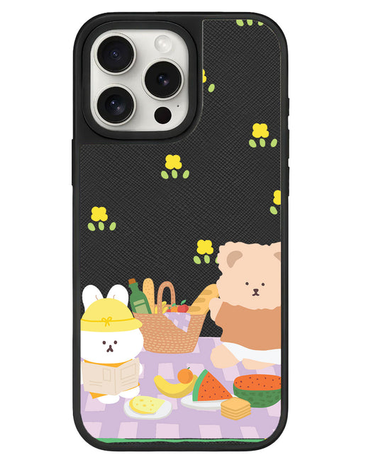 iPhone Leather Grip - Picnic Bear Lilac