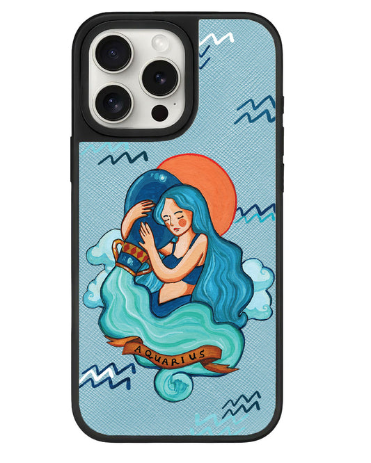 iPhone Leather Grip - Aquarius