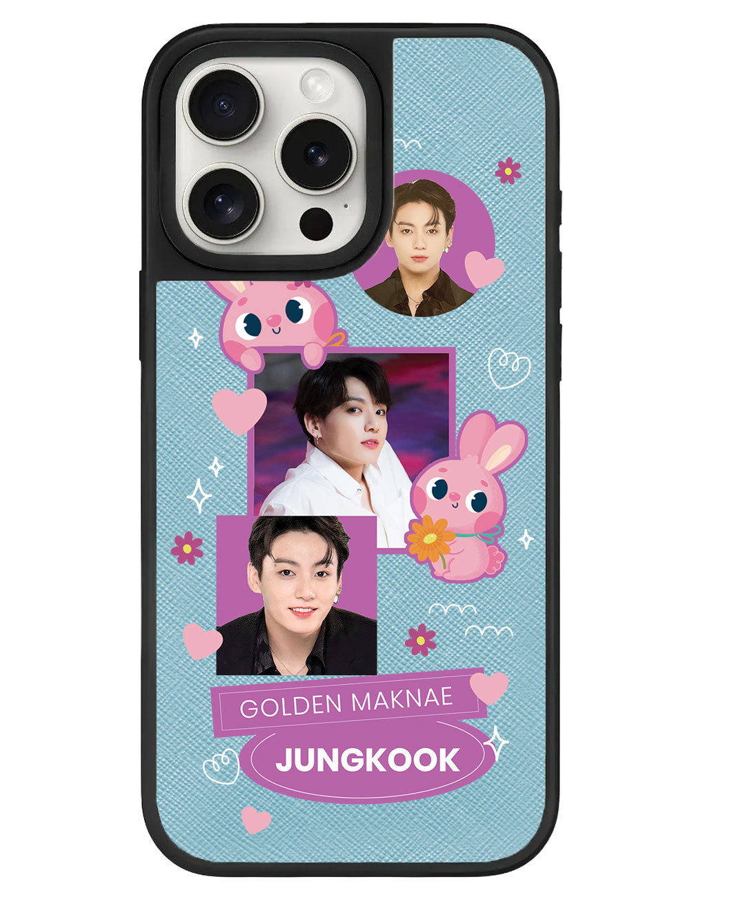 iPhone Leather Grip - Face Grid Bunny