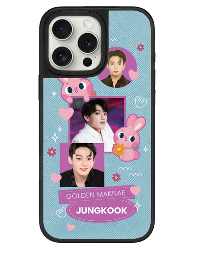 iPhone Leather Grip - Face Grid Bunny