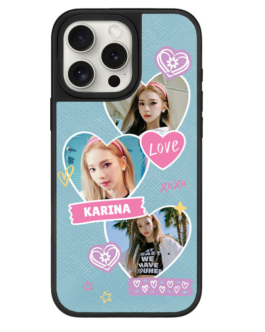 iPhone Leather Grip - Face Grid Love