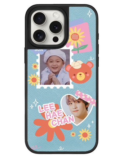 iPhone Leather Grip - Face Grid Sunflower