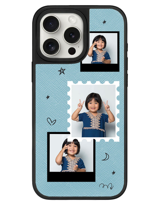 iPhone Leather Grip - Face Grid Black Polaroid