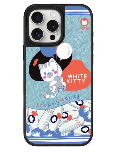 iPhone Leather Grip - White Kitty