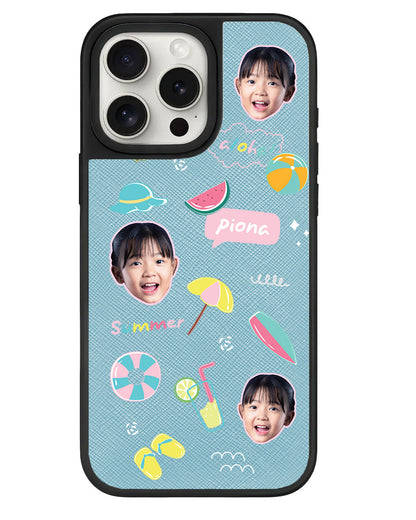 iPhone Leather Grip - Face Grid Summer