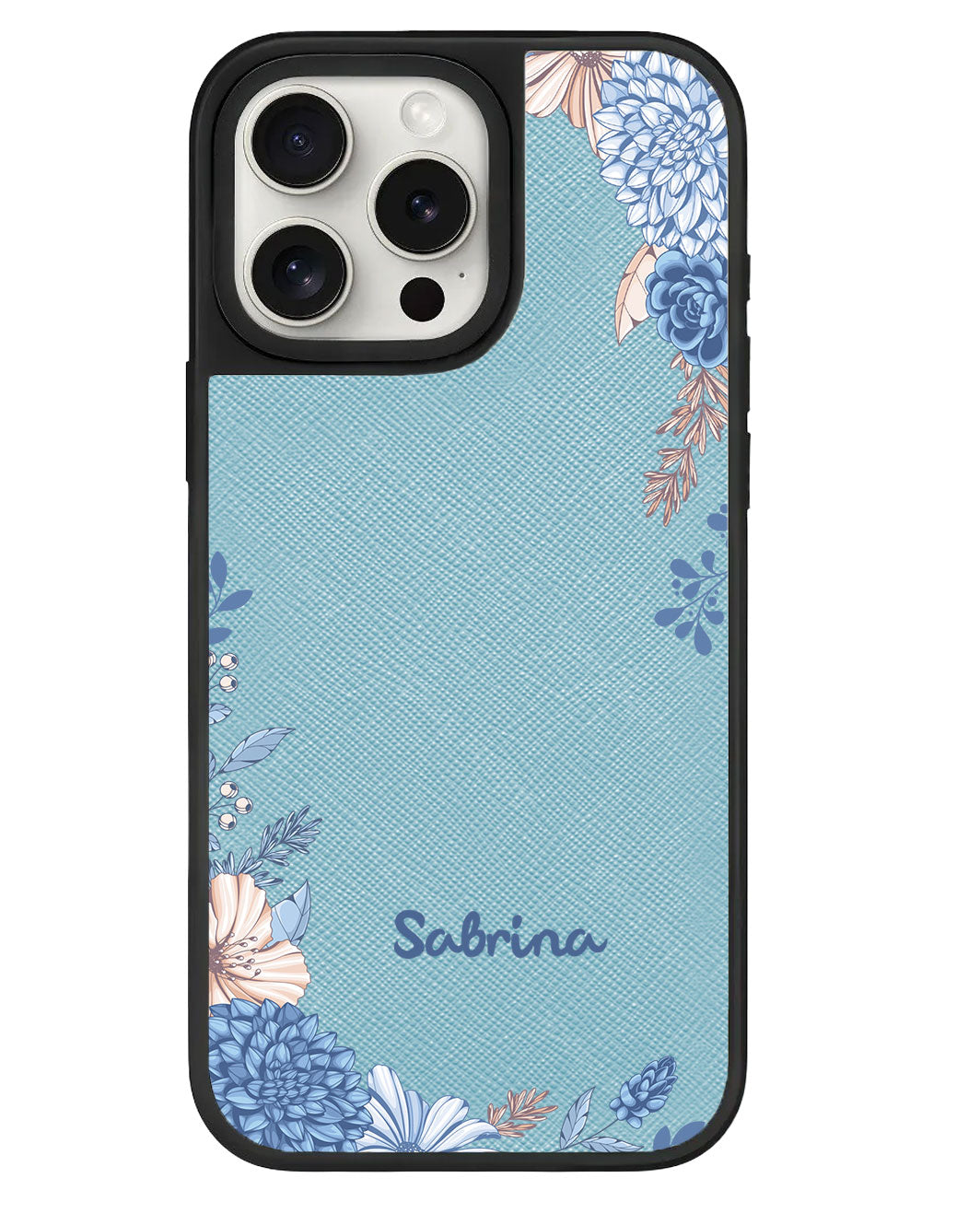 iPhone Leather Grip Case - Blue Florals