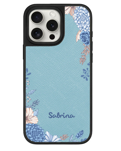 iPhone Leather Grip - Blue Florals