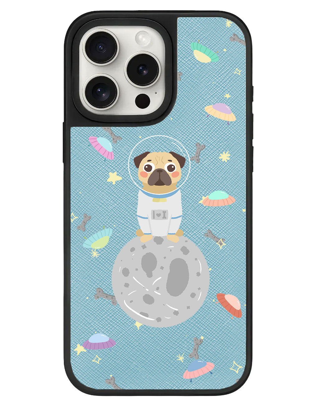 iPhone Leather Grip Case - Pugstronaut