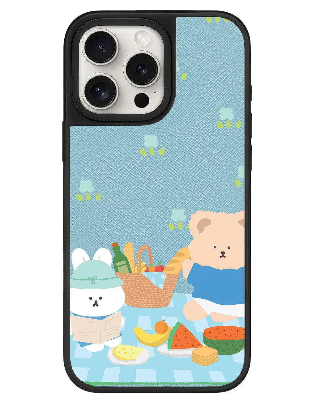 iPhone Leather Grip - Picnic Bear Blue
