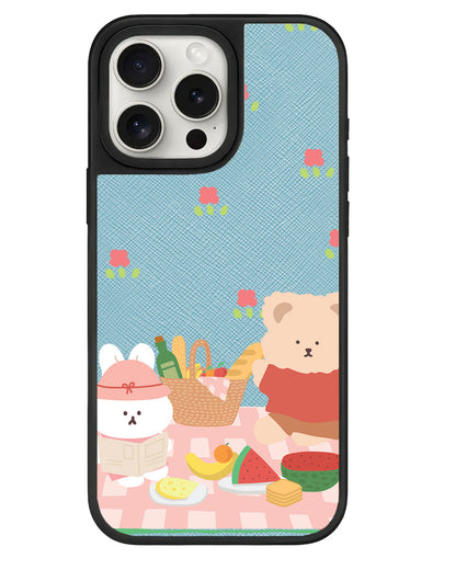 iPhone Leather Grip - Picnic Bear Pink