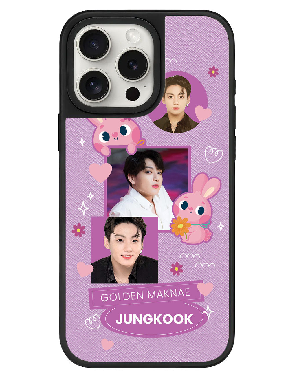 iPhone Leather Grip - Face Grid Bunny