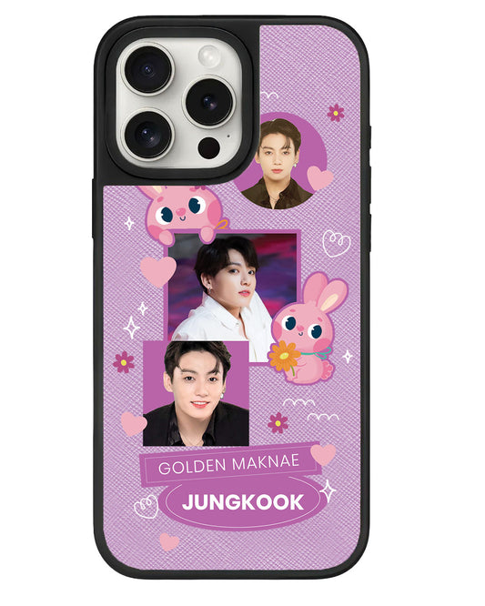 iPhone Leather Grip - Face Grid Bunny