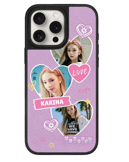 iPhone Leather Grip - Face Grid Love