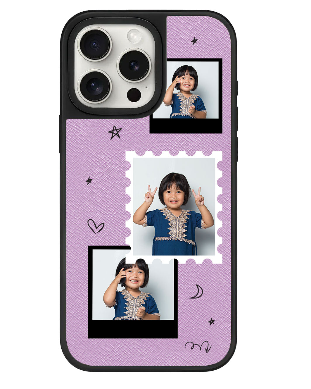 iPhone Leather Grip - Face Grid Black Polaroid