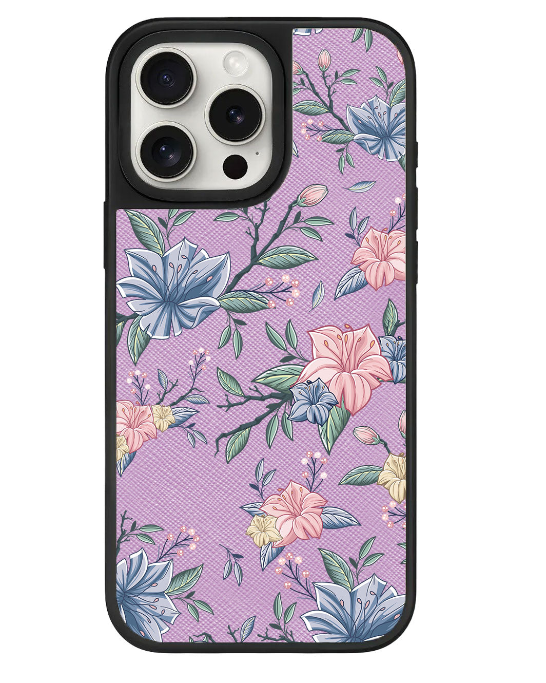 iPhone Leather Grip Case - Pink & Blue Florals