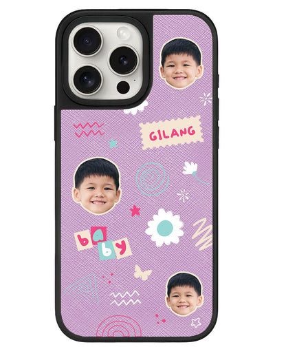 iPhone Leather Grip - Face Grid Abstract