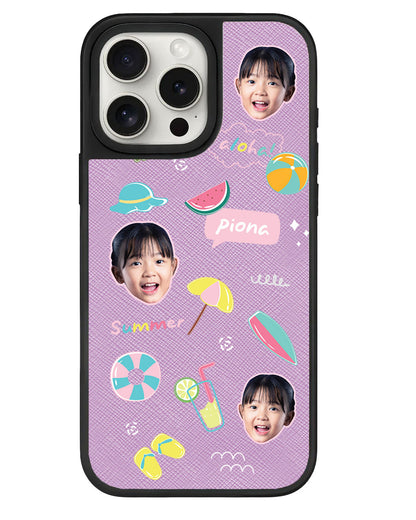 iPhone Leather Grip - Face Grid Summer