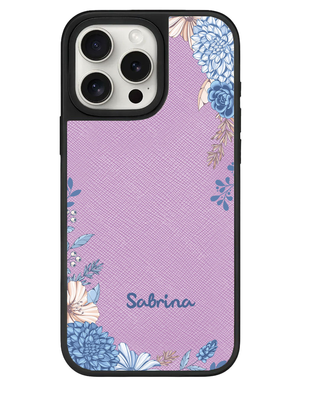 iPhone Leather Grip Case - Blue Florals