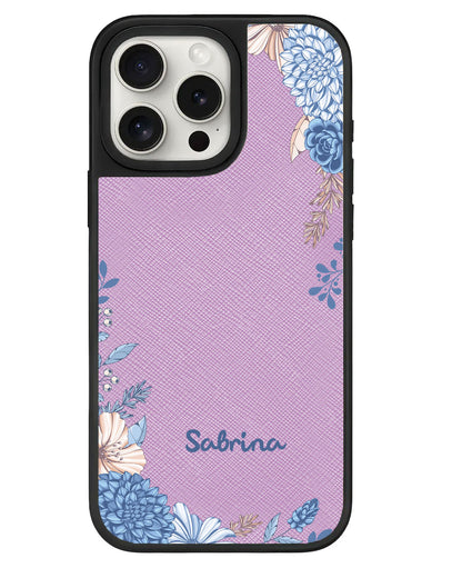 iPhone Leather Grip - Blue Florals