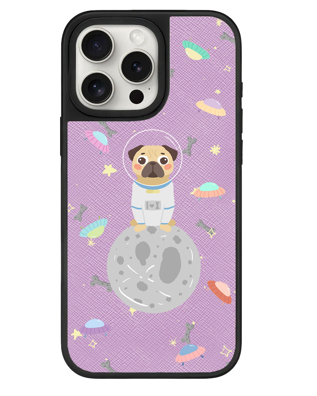 iPhone Leather Grip Case - Pugstronaut