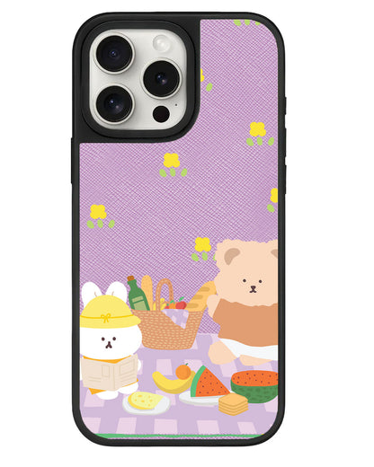 iPhone Leather Grip - Picnic Bear Lilac