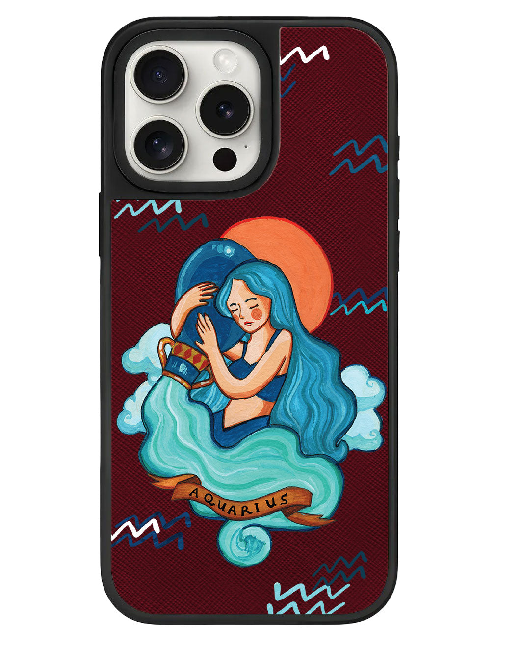 iPhone Leather Grip - Aquarius