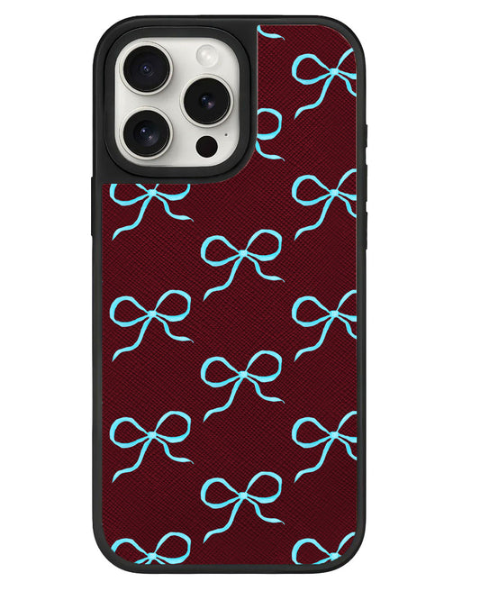 iPhone Leather Grip - Coquette Blue Bow