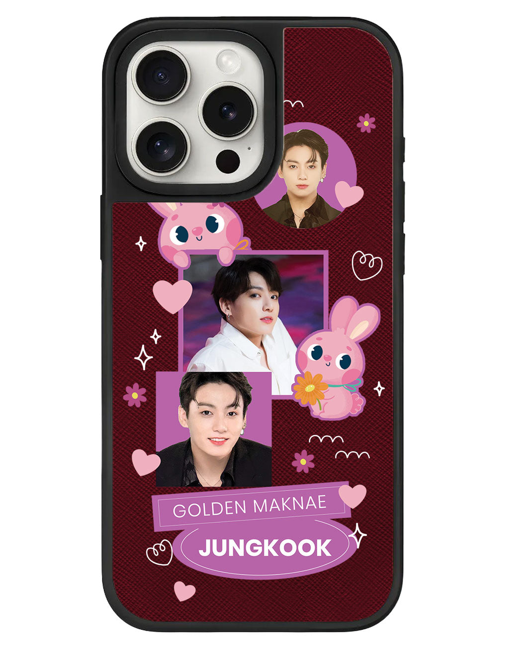 iPhone Leather Grip - Face Grid Bunny